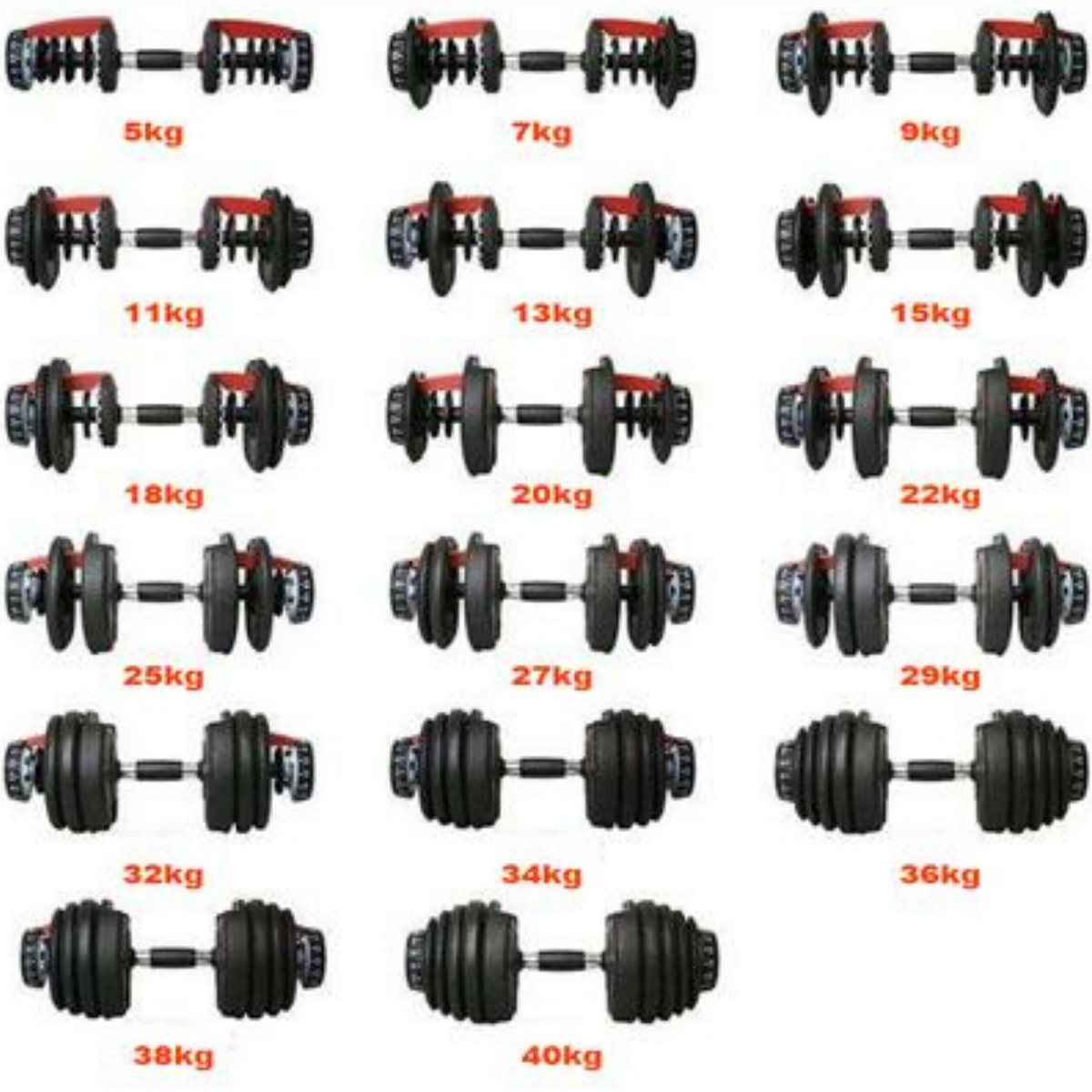 Handlóð - stillanlegt 5 kg – 40 kg.