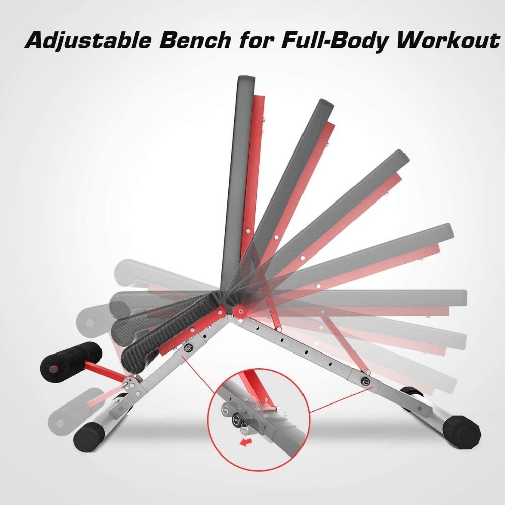 Lyftingabekkur, stillanlegur. Með teygjum